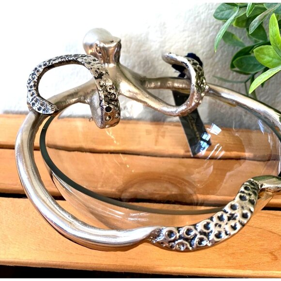 Culinary Concepts London Silver Plated Octopus Embedded Clear Bowl With Tags - Picture 8 of 15